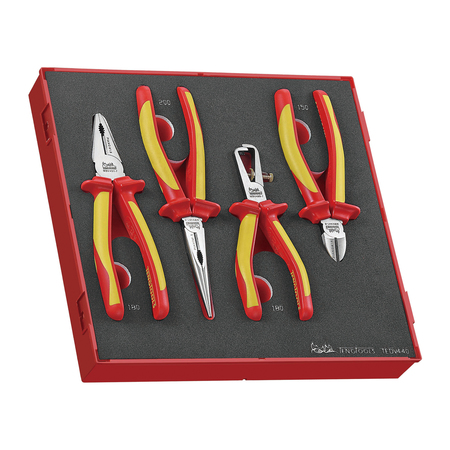 TENG TOOLS TEDV440 - 4 Piece 1,000 Volt Insulated Plier Set in EVA Tr TEDV440